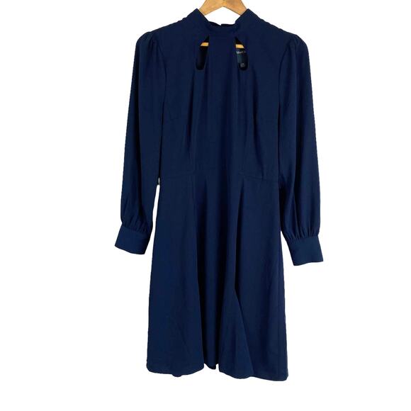 Modcloth Navy Keyhole Midi Dress Sophisticated Demure Wedding Guest Career 10 - Picture 2 of 8